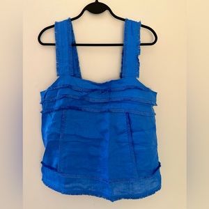 Cobalt blue JCrew fringe/linen tank. Size 8